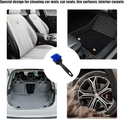 Car Carpet Cleaning Brush, 8.5-Inch Tire Cleaner Scrub Brushes with Stiff Bristles, Wheel Hub Scrub Brush Exterior Washing Supplies for Sedan SUV Truck, Car Accessories (Blue)
