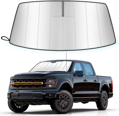 Windshield Sun Shade for Ford F150 2021-2025 2026 (Lariat, King Ranch, Platinum, XL, STX, XLT, Limited, Tremor, Raptor), Custom Fit Foldable Front Window Sunshade Accessories