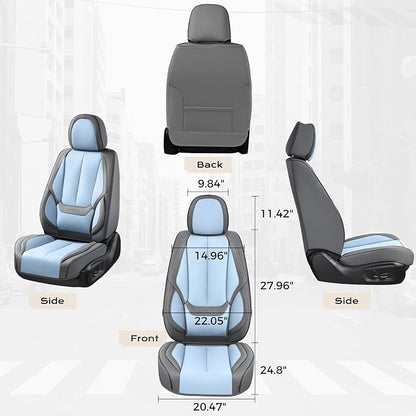 Coverado Seat Covers, Car Seat Covers Front Seats, Leather Seat Covers for Cars, Car Seat Protector Waterproof, Gray Car Seat Cushion, Front Carseat Cover Universal Fit for Most Cars Lightblue