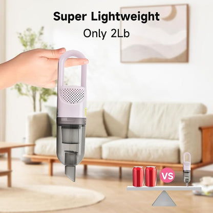 Handheld Vacuum Cleaner,Ultra-Lightweight Mini Portable Vacuums for Home, 6 in 1 Stick Vac Cleaners for Car,Pet Hair(White Cordless)