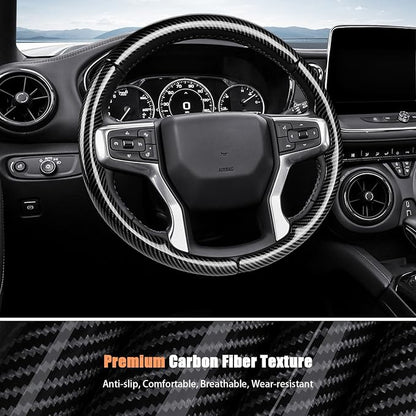 Aimato Customized Steering Wheel Cover for Chevy Silverado 1500 2019-2026/2500 3500 2020-2026/Blazer 2019-2025/Suburban Tahoe 2021-2024,Thin,Anti-Slip,Scratch-Resistant Car Accessory for Chevrolet
