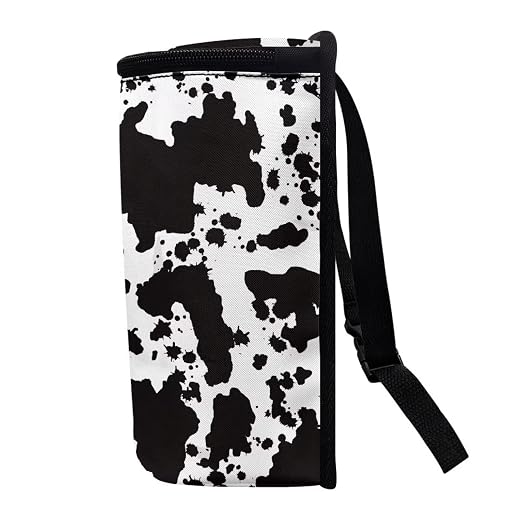 White Black Cow Car Trash Can Cow Car Accessories Leak Proof Trash Bag with Lid and Zipper Portable Collapsible Garbage Can Multipurpose Storage Organizer Car Trash Bag Hanging Cute
