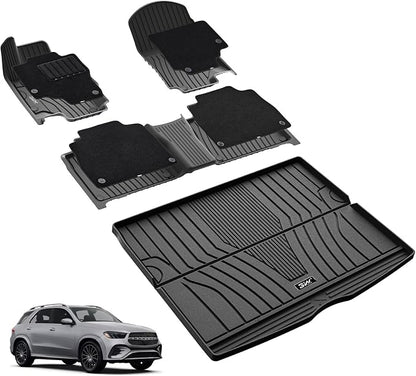 3W Floor Mats(with Carpets) & Cargo Liner Fit for Mercedes Benz GLE 2020-2026 5 Seats SUV, TPE All Weather Custom Fit Floor Liners Carpet and Trunk Mat for Benz GLE Waterproof(Not Fit for Coupe/W167)