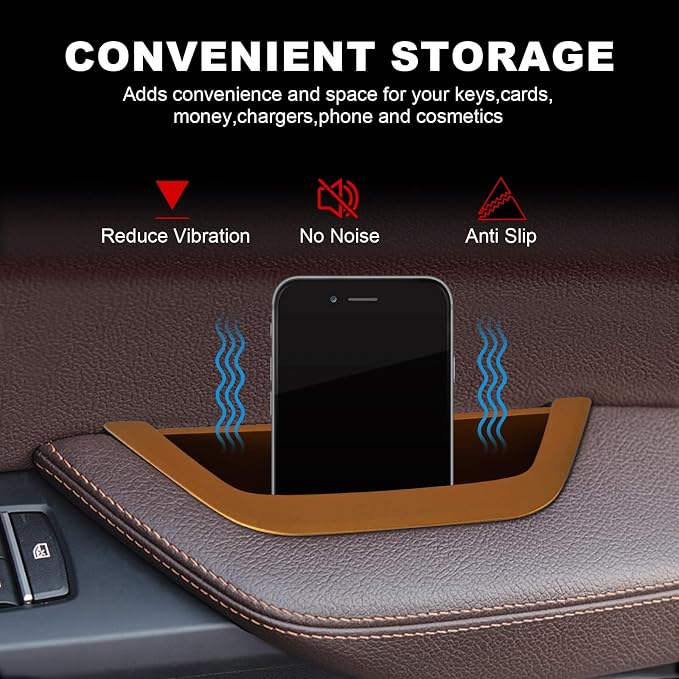 Golden Driver Side Door Armrest Handle Storage Compartment Compatible for BMW X3 F25 2010-2016 X4 F26 2014-2017 Cover Door Container Storage Box Door Armrest Cover