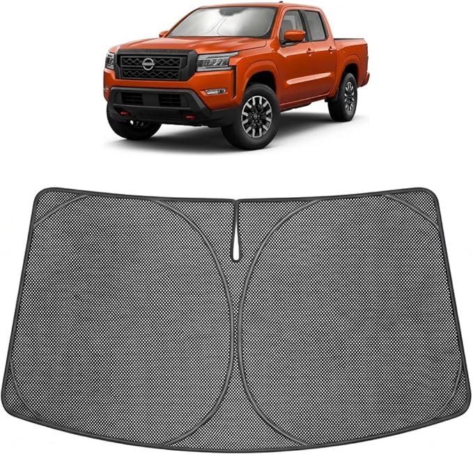 Proadsy Windshield Sun Shade Custom Fit Nissan Frontier 2022-2026 Ice Crystal Black Front Window Sunshade UV and Heat Blocker Foldable Visor Keeps Car Cooler for Summer Parking and Daily Use