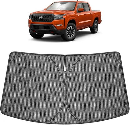 Proadsy Windshield Sun Shade Custom Fit Nissan Frontier 2022-2026 Ice Crystal Black Front Window Sunshade UV and Heat Blocker Foldable Visor Keeps Car Cooler for Summer Parking and Daily Use