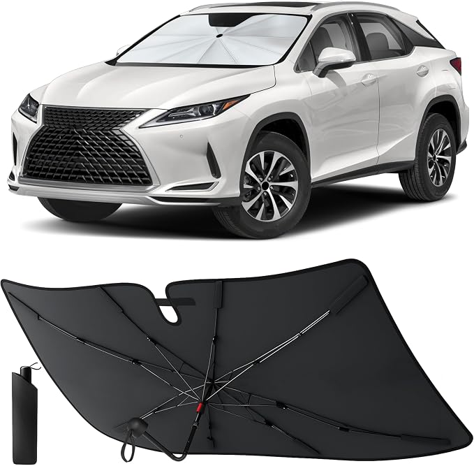 EcoNour Umbrella Windshield Sunshade for Lexus RX 350 2016 2017 2018 2019 2020 2021 2022 | Front Windshield Sun Shade UV Heat Blocker | Foldable Reflective Car Sun Visor Interior Cooling Accessories