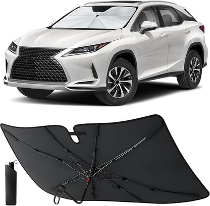 EcoNour Umbrella Windshield Sunshade for Lexus RX 350 2016 2017 2018 2019 2020 2021 2022 | Front Windshield Sun Shade UV Heat Blocker | Foldable Reflective Car Sun Visor Interior Cooling Accessories