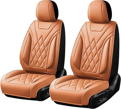 Car Seat Covers Compatible with Hyundai Accent 2017-2026 - Waterproof & Breathable Luxury Leather All-Weather Seat Cushions Protectors, Airbag Compatible, Only 2 Front seat Covers (Brown)