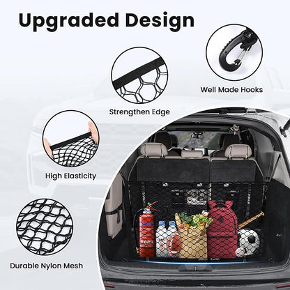 Canvcle Trunk Cargo Net for Toyota Sienna 2021-2025 2026 Accessories Envelope Style Mesh Trunk Net Organizer and Storage Stretchable Adjustable Elastic Nylon Rear Cargo Netting with Hooks