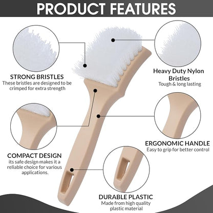 Nanoskin 8.5 Inch Multi-Purpose White Nylon Utility Scrub Brush - Ideal for Automotive Detailing, White Sidewall Tire Cleaning, Furniture Paint Stripping | Heavy Duty Nylon Bristles, Ergonomic Handle