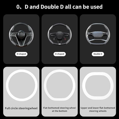 Carbon Fiber Steering Wheel Cover, 2-Piece Set Anti-Skid Comfortable Grip Segmented Butterfly Design, Easy Snap-On Installation Universal Fit 99% Cars, Gray