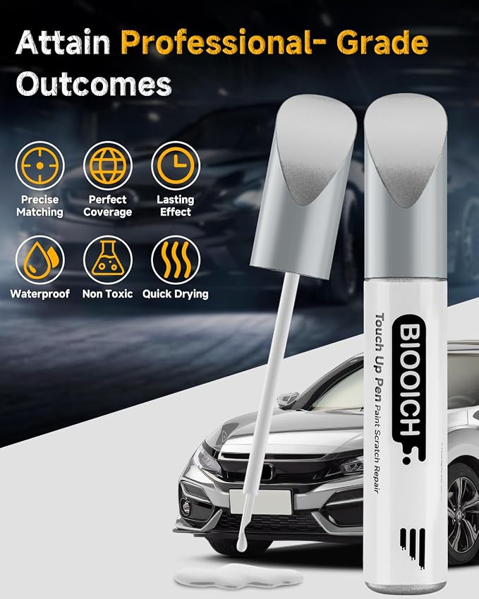 Touch Up Paint Pen Exact Color Match Car Chip and Scratch Repair (for Honda, Alabaster Silver Metallic(NH-700M))