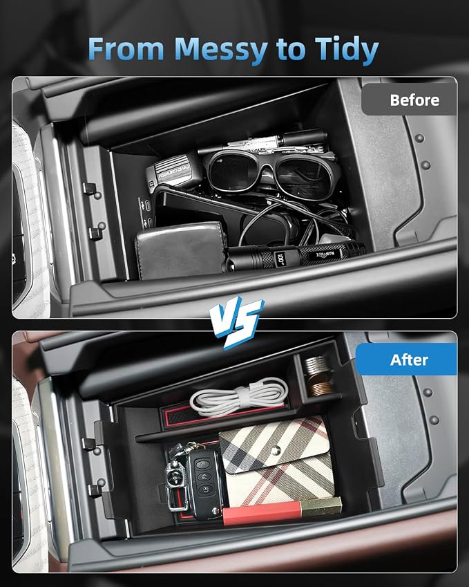 Center Console Organizer for 2020-2026 BMW X5/X6/X7, Armrest Storage Box with Removable Rubber Mat, 2020 2021 2022 2023 2024 2025 2026 BMW X5/X6/X7 Interior Accessories(Red)