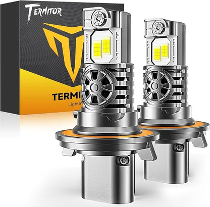 Termitor Latest H13/9008 LED Bulbs, 100,000LM Brightness High/Low Beam, 85000+ Hours Long Service Life, 6500K Cool White, Real 1:1 Halogen Size H13 Fog Light Bulbs, 3 Mins Plug N Play, Pack of 2