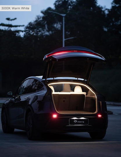 TPARTS Trunk LED Light Strip for Tesla Model Y (Including New Model Y Juniper 2025-2026), Silicone Waterproof Intelligent Dual-Color Switchable Interior Lighting Warm & Cool White (3000K&6000K)