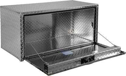 Buyers Products 1705105 Silver Diamond Tread Aluminum Underbody Truck Box with T-Handle Latch, 18 x 18 x 36 Inch, Durable Contractor Toolbox For Organization And Storage, Job Tool Chest