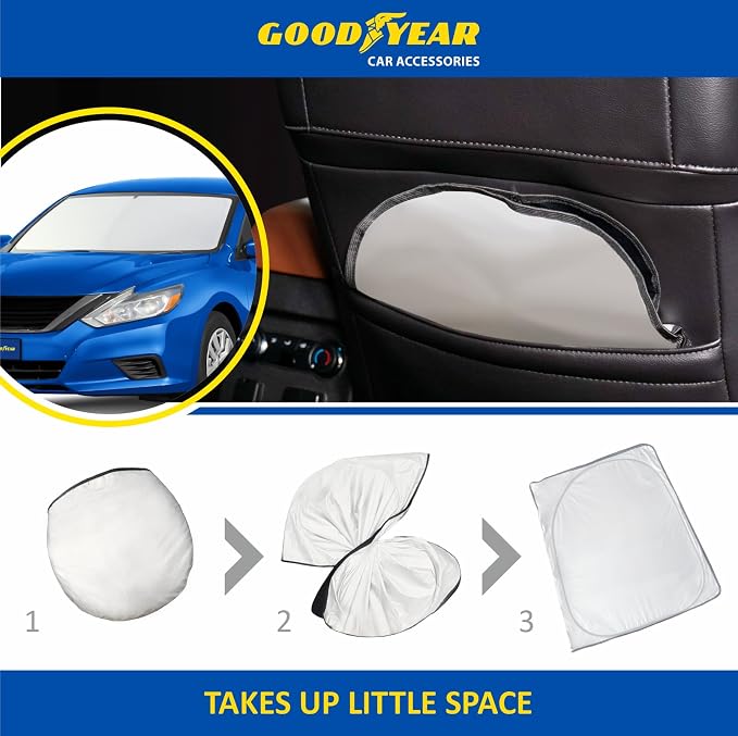 Goodyear Foldable Windshield Sunshade for Nissan Altima 2013-2018, Car Accessories, Sunshade Cover, Sun Shade Car Windshield, Window Sun Blocker - GY008264