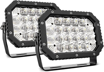 Nilight - 14039C-B LED Light bar 2PCS 7.4Inch 100W Spot & Flood Combo 8000LM 5D Square Off Road Fog Driving Lights Roof Bumper Work Light