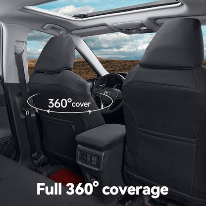 Coverdream Tacoma Polyester Seat Covers Full Set for 2024-2026 Toyota Tacoma Double/Crew Cab SR,SR5,TRD Sport,TRD Off-Road,Limited Pickup,Fully Covered Breathable Car Seat Protector Black Seat Cushion