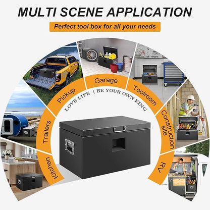 30" Truck Tool Box,Heacy Duty Metal Storage Organizer with Strong locking tongue,Trailer Tongue Box with Safe Hinge, for Truck,Pickup,RV,Garage,Best gift for family and friend,Black Power Coating