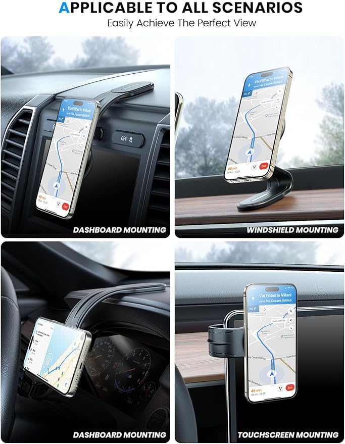 eSamcore for MagSafe Car Mount Detachable, Bendable Aluminum Arm Magnetic Phone Holder for Car【20 Strong Magnets】 Cell Phone Mount for Car Dash Fit iPhone 17 16 15 14 Pro Max Mini Mag Safe Accessories