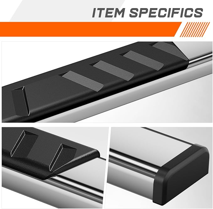 [Pair] 5 Inch Chrome Stainless Running Boards/Side Step Bars/Nerf Bars Compatible with 04-14 Ford F150 Crew Cab