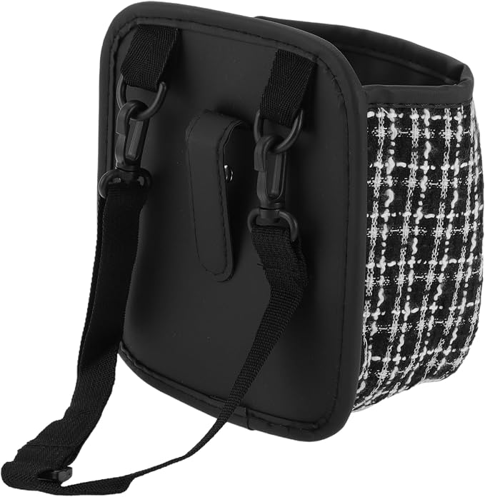 Car Trash Can Portable and Hanging 6.3" Length 3.9" Width 7.1" Height Trash Bin Fabric Black 1 Pcs