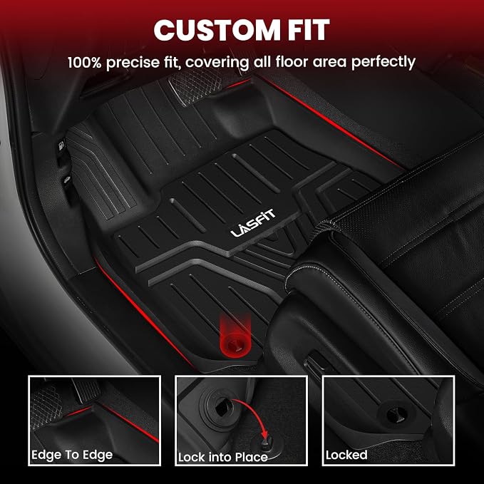 LASFIT Floor Mats & Trunk Mat for Honda CR-V 2017-2022 Gas Only (Upper Position), All Weather Protection TPE Floor Liners 1st & 2nd Row & Cargo Mat Full Set, Black