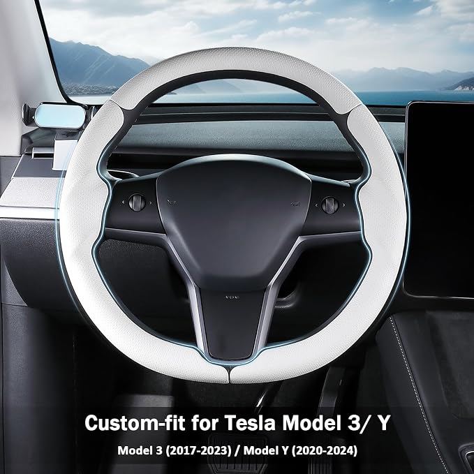 Steering Wheel Cover for Tesla Model 3(2017-2023) Model Y(2020-2024), Steering Wheel Accessories for Tesla Model 3/ Y