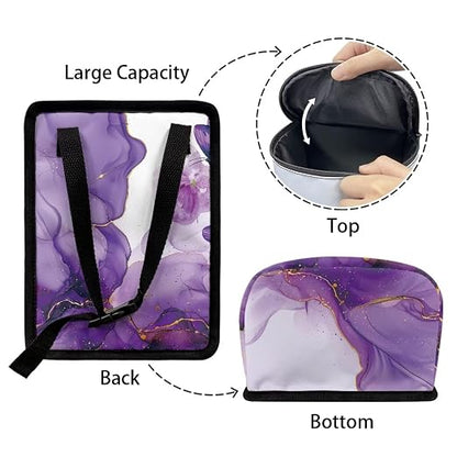 Talayituse Purple Marble Butterfly Print Car Trash Can with Lid, Leak Proof Auto Trash Bag Hanging Vehicle Garbage Can Multipurpose Storage Container for Back Seat Road Trip