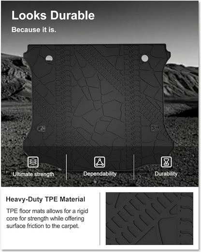 KIWI MASTER Cargo Mat for 2007-2018 Jeep Wrangler JK, OEM Replacement 82213184, Custom Fit All Weather Rear Cargo Liner, Heavy Duty TPE Tray Trunk Mat, Black