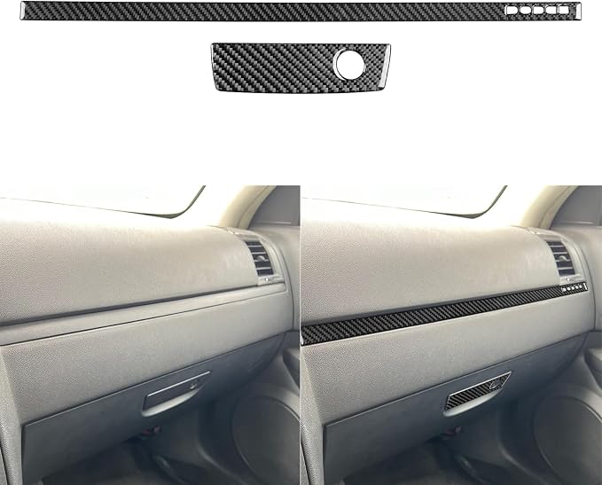 Real Quality Carbon Fiber Compatible with Dodge Charger 2008 2009 2010 Decor Car Co-Pilot Side Dashboard Trim Strip Storage Box Switch Sticker Kit Interior Accessories Decal Style B 2pcs Black