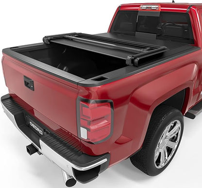 OEDRO Quad Fold Tonneau Cover Soft Truck Bed Covers Compatible with 2014-2019 Chevy Silverado/GMC Sierra 1500 (2019 Legacy/LD only); 2015-2019 Silverado/Sierra 2500 3500 HD, 6.6ft Bed