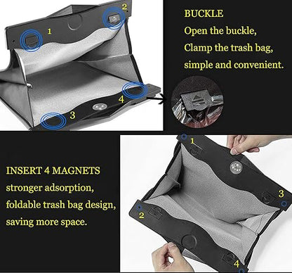 Smart LED Car Trash Can, Bisposable Trash Bags 4Gallon, 150Counts Waterproof Leather Storage Pocket Portable Garbage Bag for Car Bathroom Home Bedroom Office Garbage Can