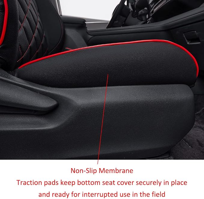 EKR Sienna Seat Covers for 2021-2026 Toyota Sienna Limited,Platinum,2nd Row Captain Chairs with Legrest 7 Seats,Automotive Seat Covers,Car Seat Cover Full Set,Leather (Black with Red Piping)