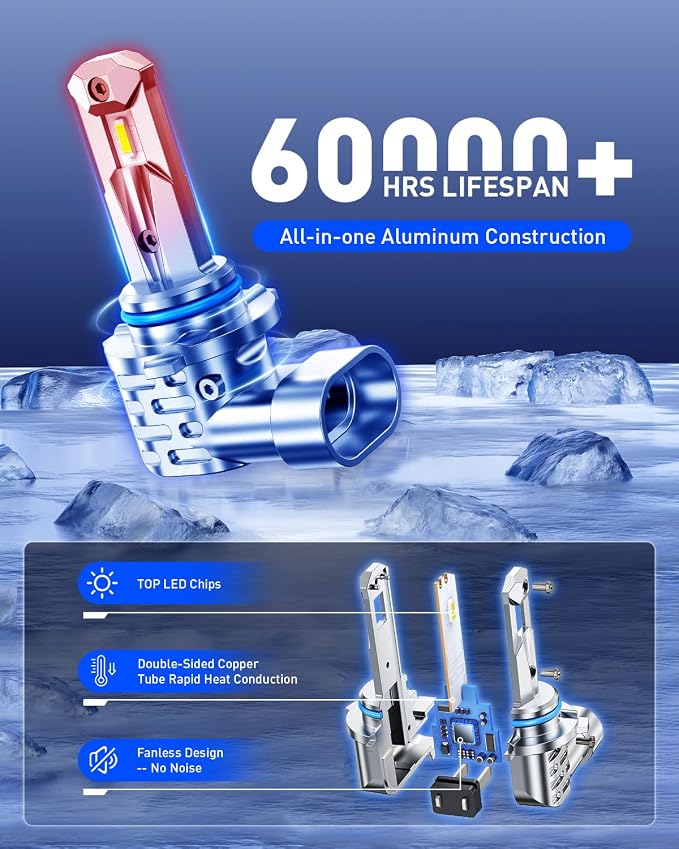 AUTOONE 9005 9006 Light Bulbs Combo, Super Bright 6000K Cool White, 1:1 Mini Halogen Size 9005 HB3 & 9006 HB4 Accessory Fog Light, Non-Polarity Plug and Play, Pack of 4