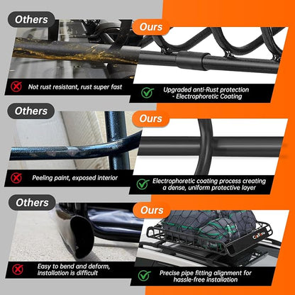 Roof Rack Basket 51″ X 36″ X 5″ Upgraded Universal Rooftop Cargo Basket, Heavy Duty 250LB Cargo Basket Car Roof Basket for SUV, Truck, Cargo Net with Attachment Hooks, 2pcs Ratchet Straps