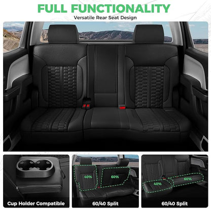 Custom Leather Seat Covers for Silverado/Sierra 1500 2014-2018, 2500HD 3500HD 2015-2019 Crew Cab Full Set with Jump Seat Cover (Armrest Storage Version Only),Truck Accessories