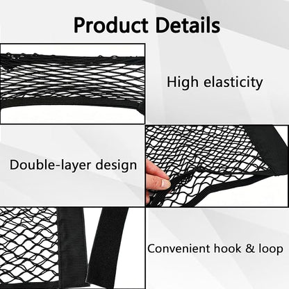 2PCS Car Cargo Net with Adhesive Tape,Storage Mesh Pocket(9.8×23.6in)