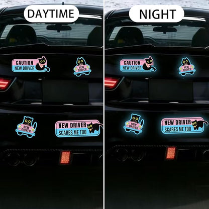 4 Pack Student Driver Magnet for Car – Cute Animal New Driver Signs High-Visibility Reflective Beginner Driver Magnets, Weatherproof & Removable Safety Warning Signs for Vehicles, “Please Be Patient”