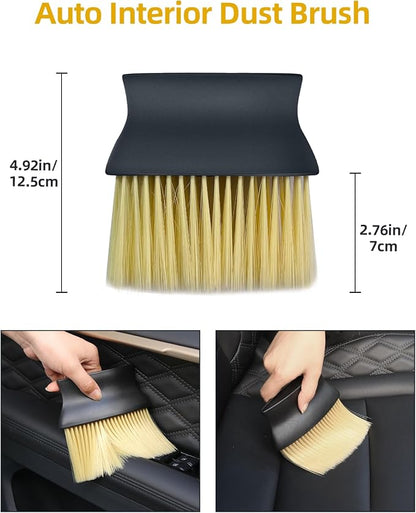Car Detailing Brush Set, Ultra Soft Boars Hair Car Interior Detailing Brushes, Car Interior Detailing Kit, Car Cleaning Gel Supplies Kit, Car Dust Brush, Car Accessories for Truck, SUV, Interior-3pcs