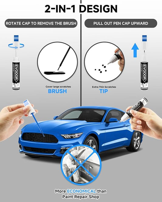 E7 Velocity Blue Metallic Touch Up Paint for Ford – Exact Match 2 in 1 Paint Pen for Chips and Nicks Repair