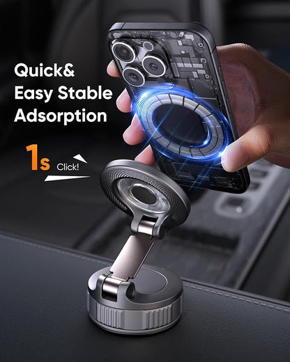 Vacuum Magsafe Car Phone Holder [120+ LB Strongest Suction & 3000gf Strongest Magnetic] 360° Adjustable Magnetic Car Phone Mount, Phone Holders for Your Car for iPhone 17 Pro Max 16 15 14 13 12 Plus
