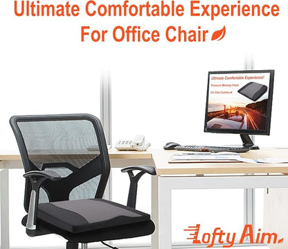Lofty Aim Car Seat Cushion, Comfort Memory Foam Car Cushions for Driving - Sciatica & Lower Back Pain Relief, Driver Seat Pillow for Auto, Office Chair, Wheelchair - Black&Gray