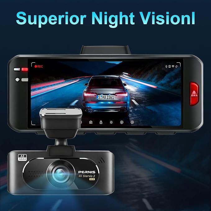 PERNIS 4K Dash Cam Front and Rear, STARVIS 2 IMX675 Sensor, HDR Super Night Vision, 24H Parking Mode,5.8GHz WiFi-20MB/s Fast Download with APP, Dash Camera for Cars with ADAS, 3.16" LCD(DS315 Plus)