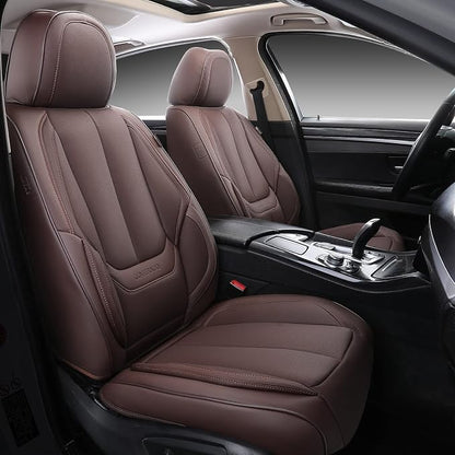 Coverado Seat Covers, Car Seat Covers Front Seats, Car Seat Cover, Car Seat Protector Waterproof, Car Seat Cushion Nappa Leather, Brwon Seat Covers Carseat Cover Universal Fit for Most Cars