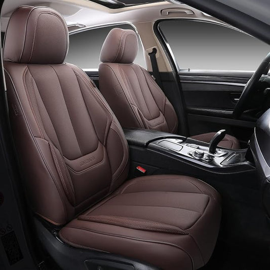 Coverado Seat Covers, Car Seat Covers Front Seats, Car Seat Cover, Car Seat Protector Waterproof, Car Seat Cushion Nappa Leather, Brwon Seat Covers Carseat Cover Universal Fit for Most Cars