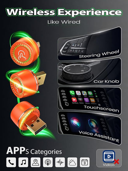 Wireless CarPlay Adapter, Fast Auto Connect, No Lag, Easy Device Switching for 2 Phones, Plug & Play, 5GHz WiFi, Compatible with iPhone 6 or Above