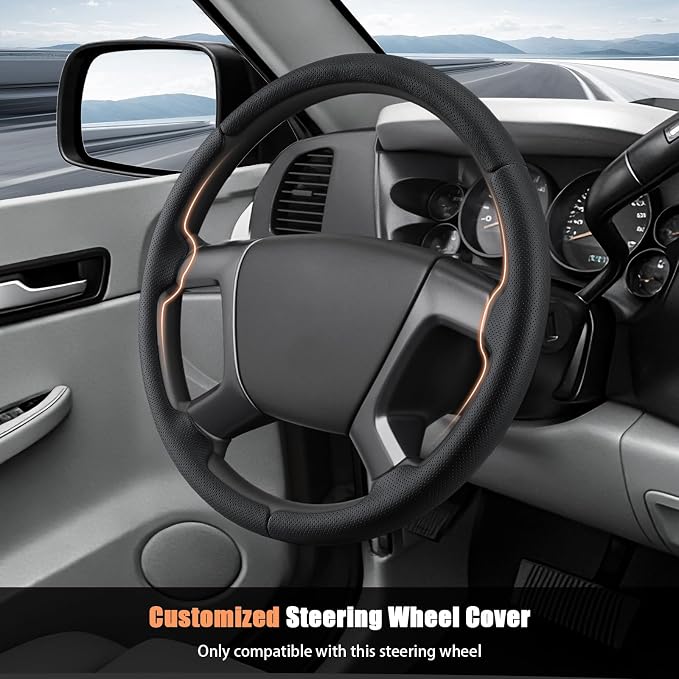 Aimato Customized Steering Wheel Cover for Chevy Silverado 1500 2007-2013/GMC Sierra 2007-2013/2500 3500 Suburban Tahoe Yukon 2007-2014/Traverse 2009-2017/GMC Sierra 2500 3500 2008-2014